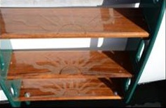 Proprietary non-skid treatment added in the varnish of these ladder treads.